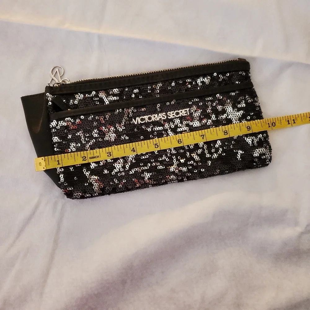 Victoria Secrets Small Black and Silver Sequin clutch